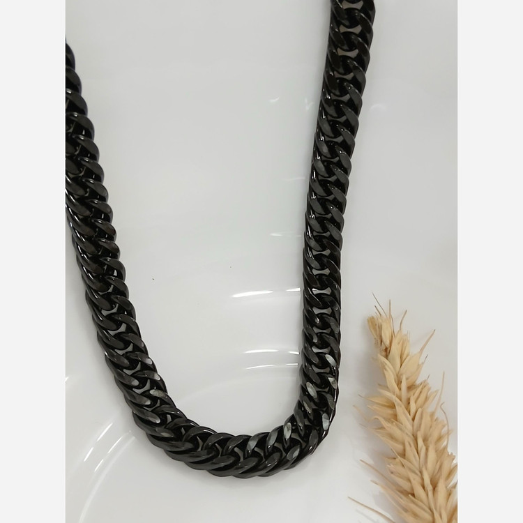 زنجیر درشت مردانه کارتیر استیل رنگ ثابت به رنگ مشکی
