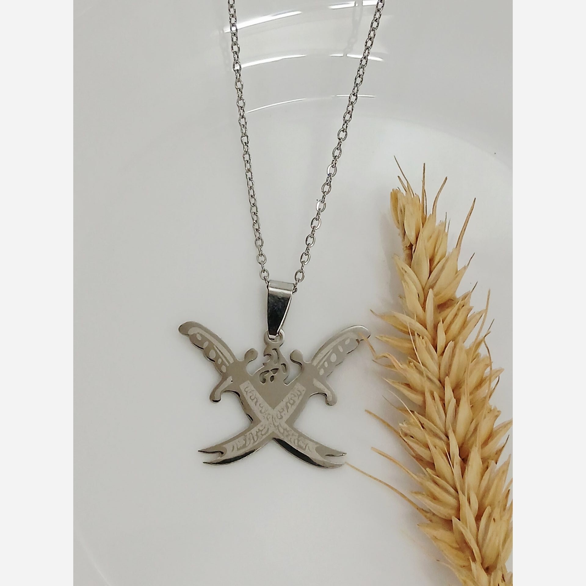 گردنبند استیل نقره ای  ذوالفقار