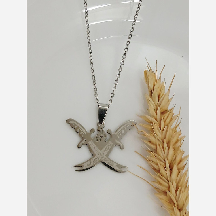 گردنبند استیل نقره ای ذوالفقار