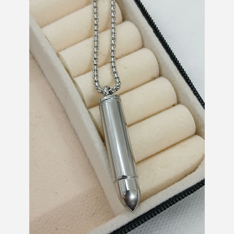 گردنبند کپسول نقره ای استیل