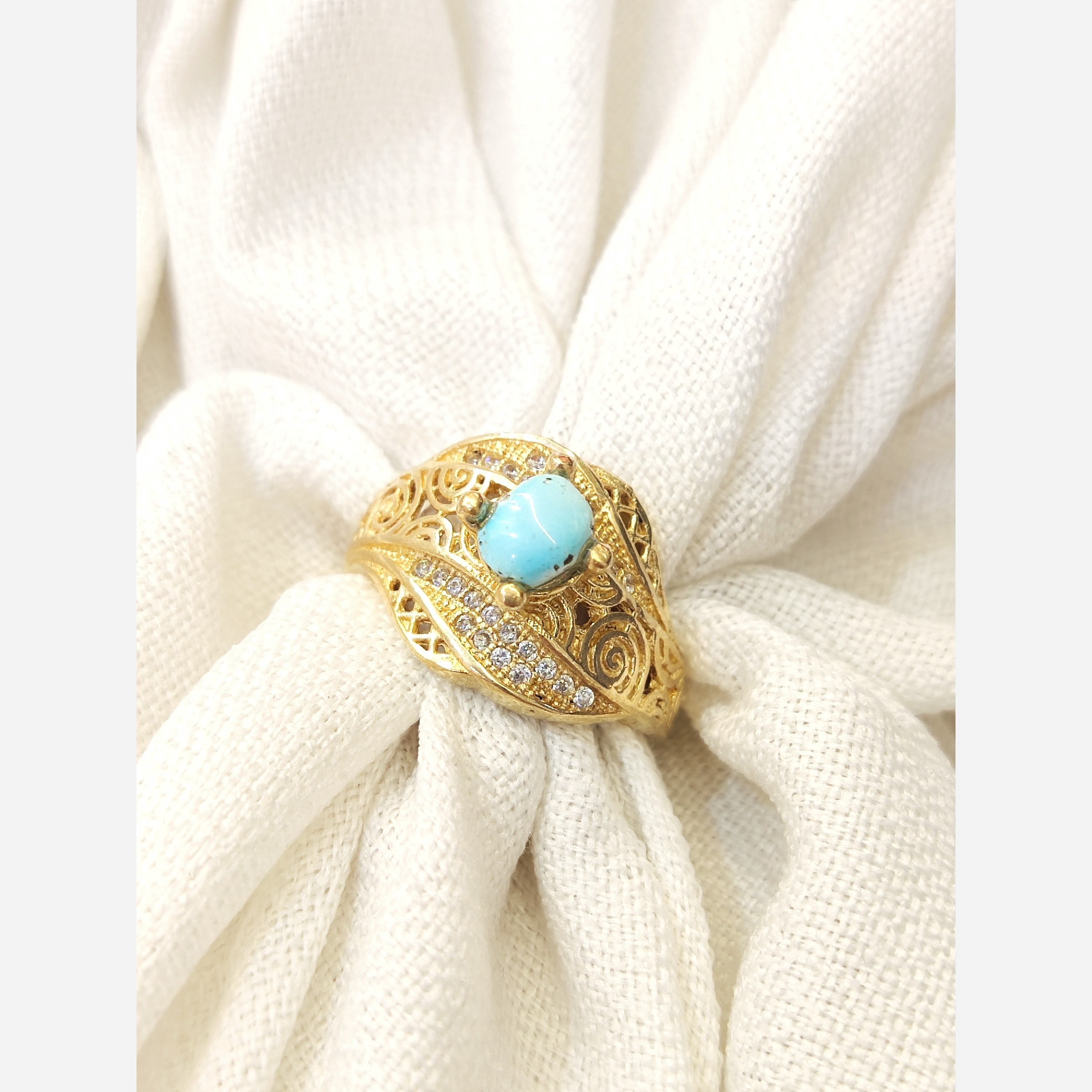 انگشتر زنانه طلا روس فیروزه نیشابور اصلی کد00