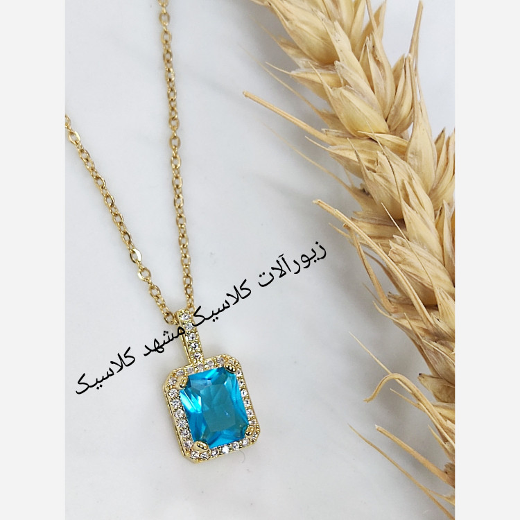 گردنبند استیل نگین طرح توپاز طلایی