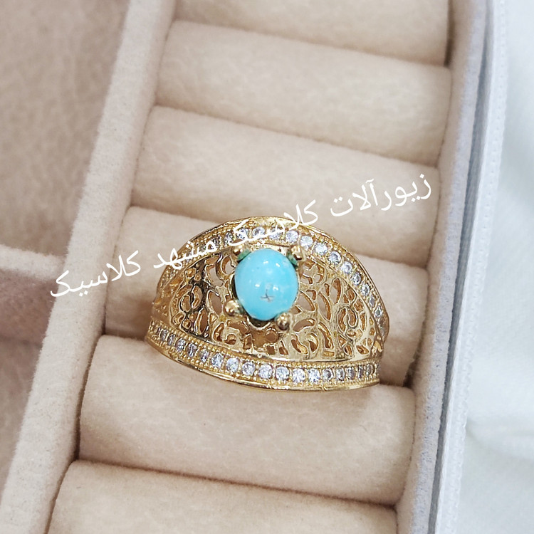 انگشتر زنانه طلا روس نگین فیروزه نیشابور اصلی اصل اصل خاص و شیک عالی