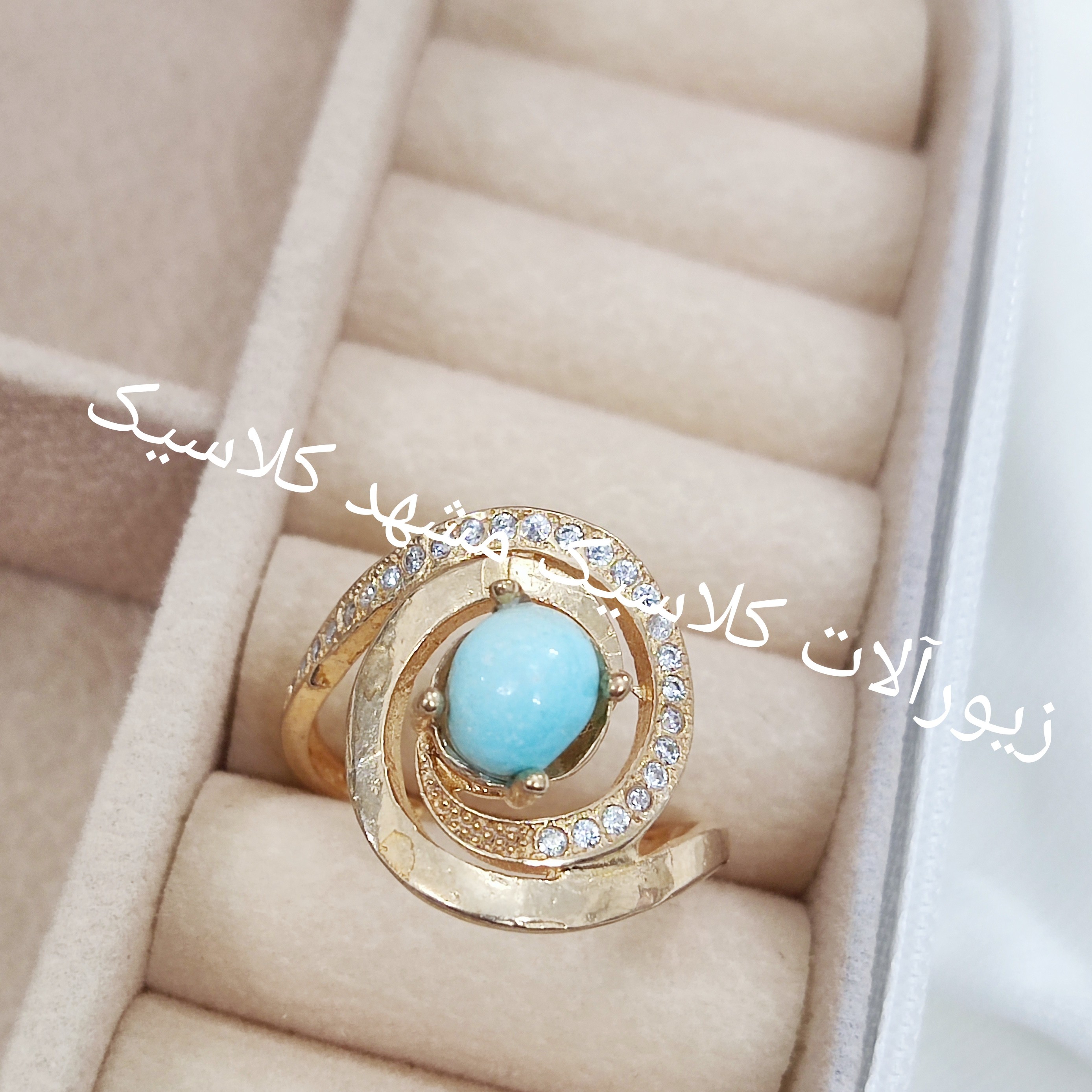 انگشتر زنانه طلا روس نگین فیروزه نیشابور اصلی اصل اصل ساده و شیک خفن