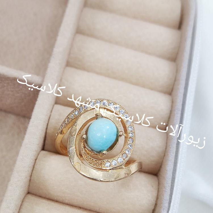 انگشتر زنانه طلا روس نگین فیروزه نیشابور اصلی اصل اصل ساده و شیک خفن