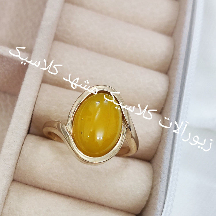 انگشتر زنانه طلا روس نگین شرف الشمس اصلی اصلی اصل اصل رکاب ساده و شیک