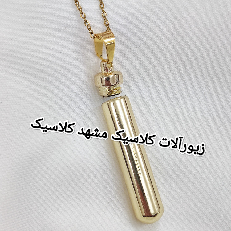 پلاک زنجیر لوله حرز طلایی