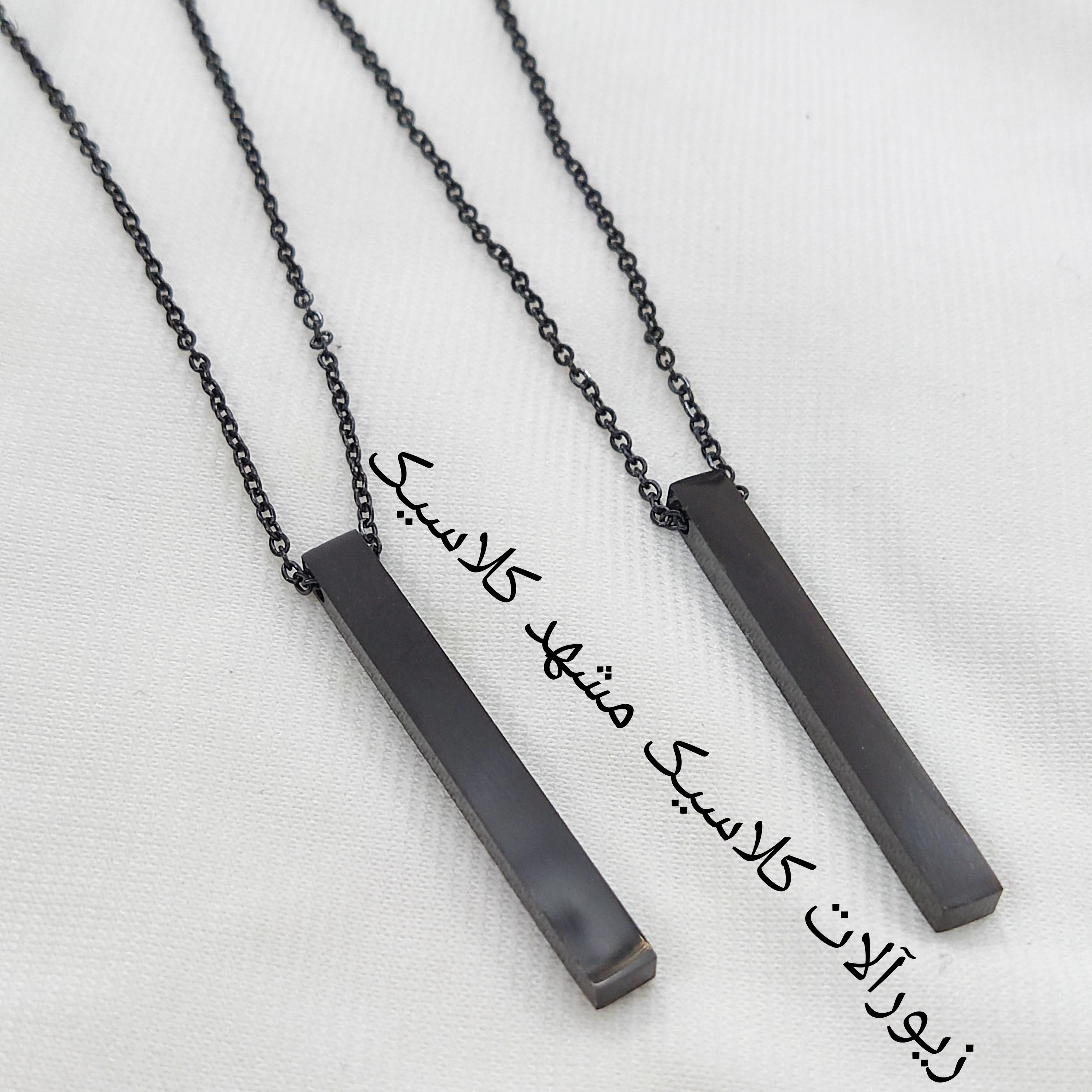 گردنبند ست مکعب عشق ساده مشکی استیل