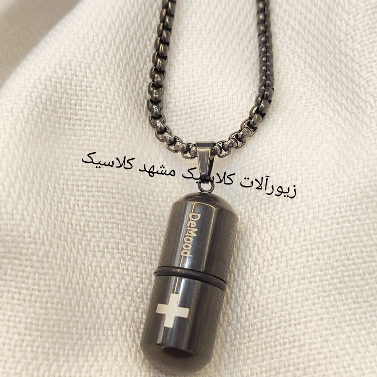 گردنبند کپسول مشکی استیل