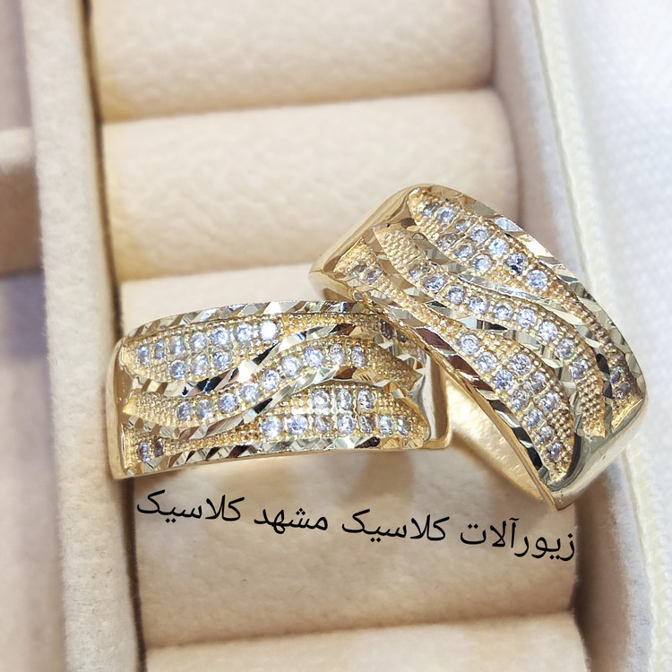حلقه ست طلا روس پهن تراش و شیک