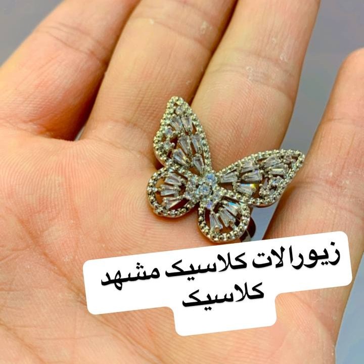 انگشتر پروانه نقره ای فول نگین خاص