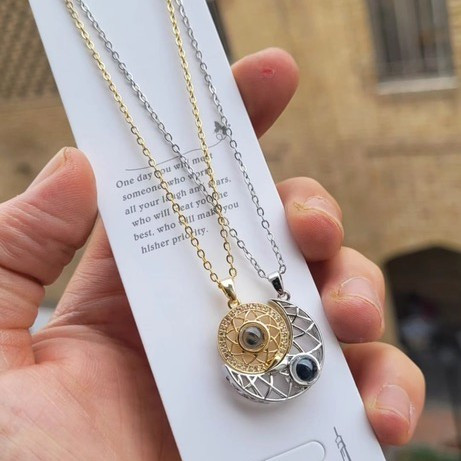 گردنبند دو رنگ ماه و خورشید ست