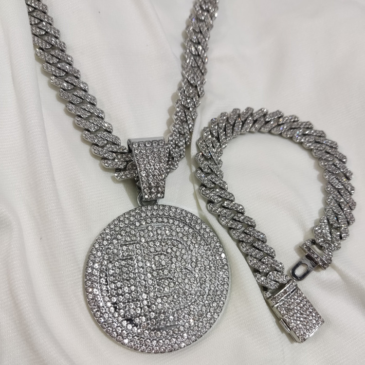 ست کامل فول نگین نقره ای