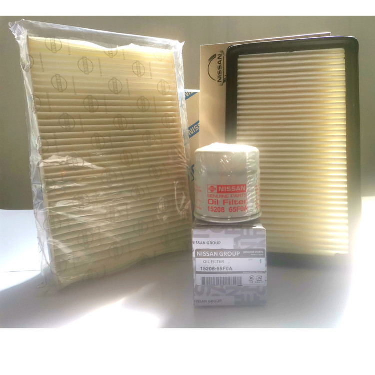 فیلتر روغن خودرو نیسان جنیون پارتس مدل 15208- 65F0A مناسب برای نیسان ماکسیما به همراه فیلتر هوا و فیلتر کابین