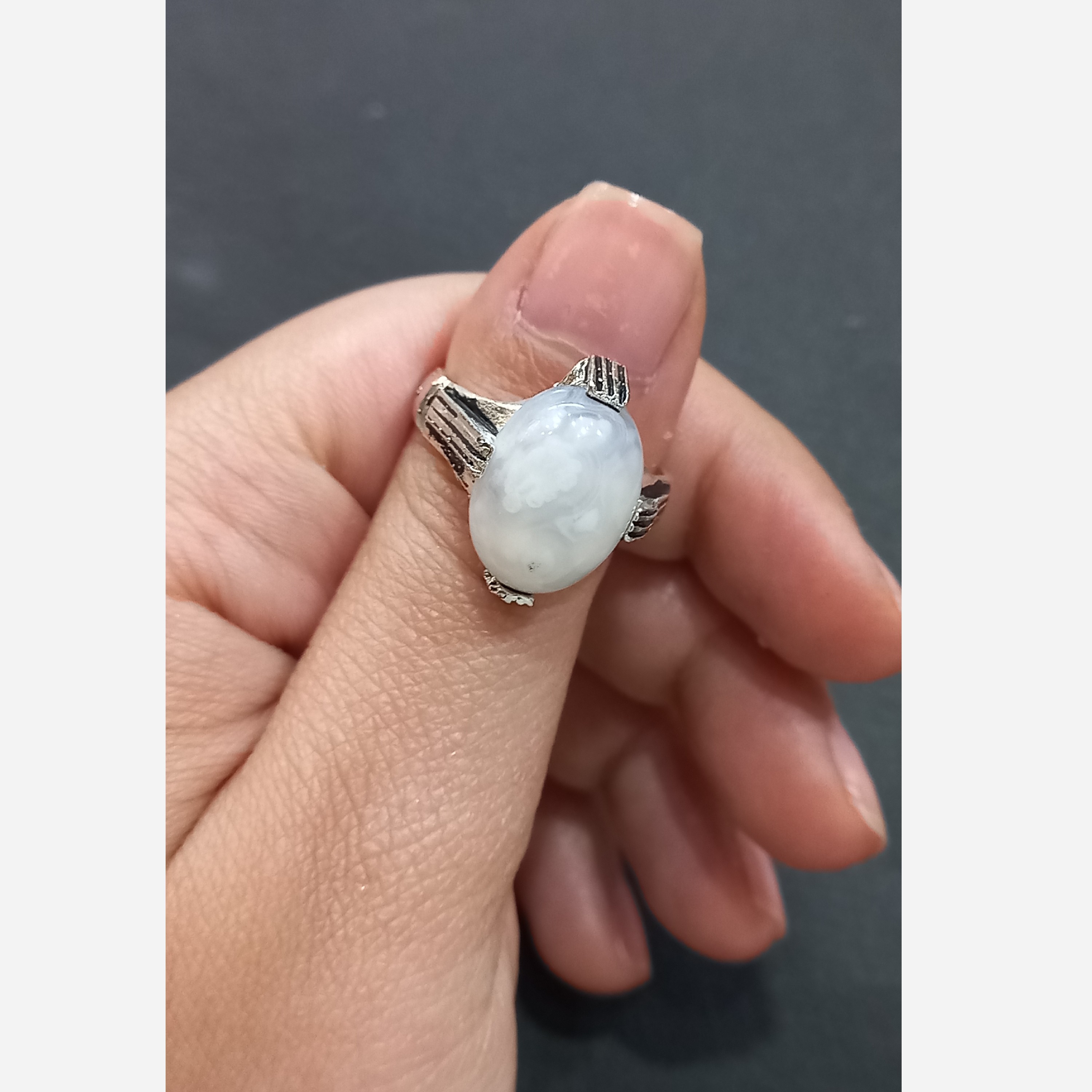 انگشتر سلیمانی ابری نگین کمیاب سایز 8 مناسب انگشت کوچک