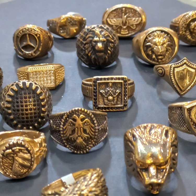 عمده فروش عمده انگشتر طلاروس مردانه رنگ ثابت بسته 5عددی