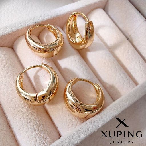 گوشواره حلقه ای آینه ای آبکاری طلا ژوپینگ
