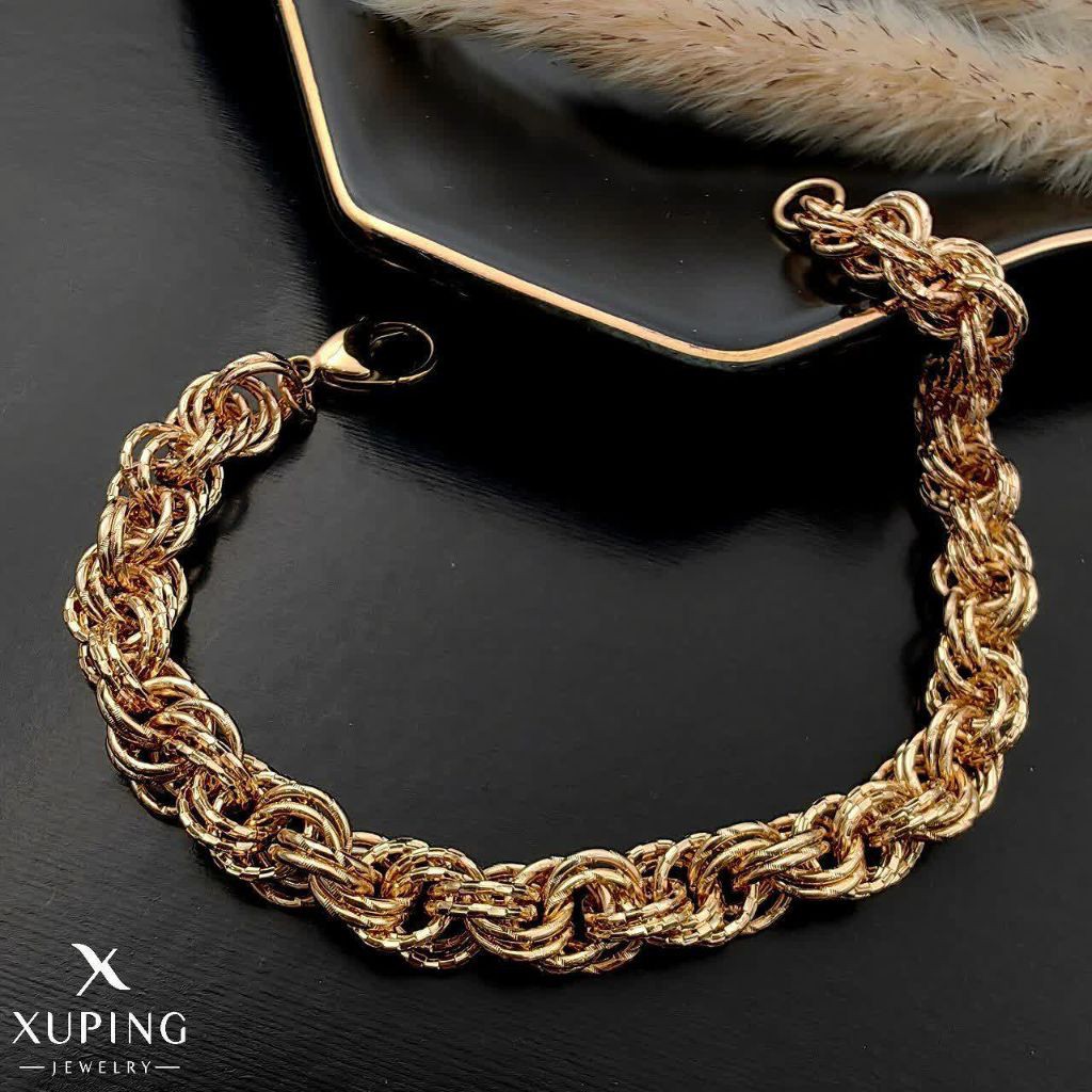 دستبند زنانه طرح طلا آبکاری طلا 18 ژوپینگ
