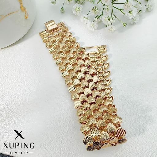 دستبند پهن مدل قلب ضد حساسیت آبکاری طلا ژوپینگ