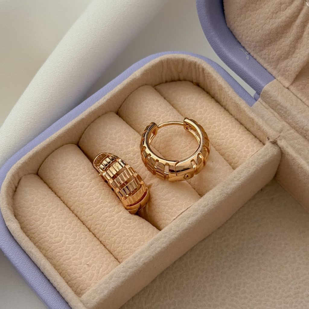 گوشواره کپ طلا حلقه ای ضد حساسیت ژوپینگ