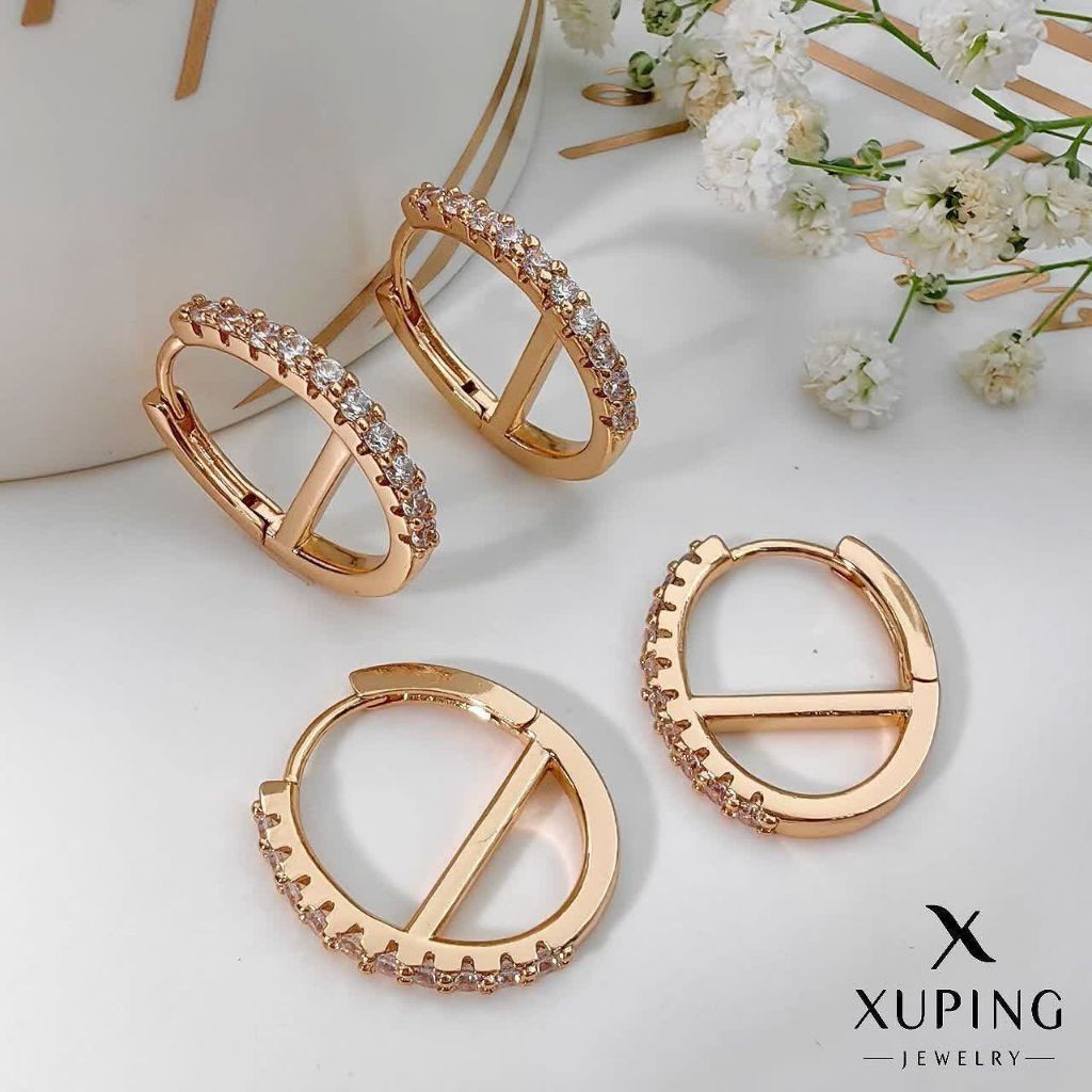 گوشواره ژوپینگ دایره ای نگین دار
