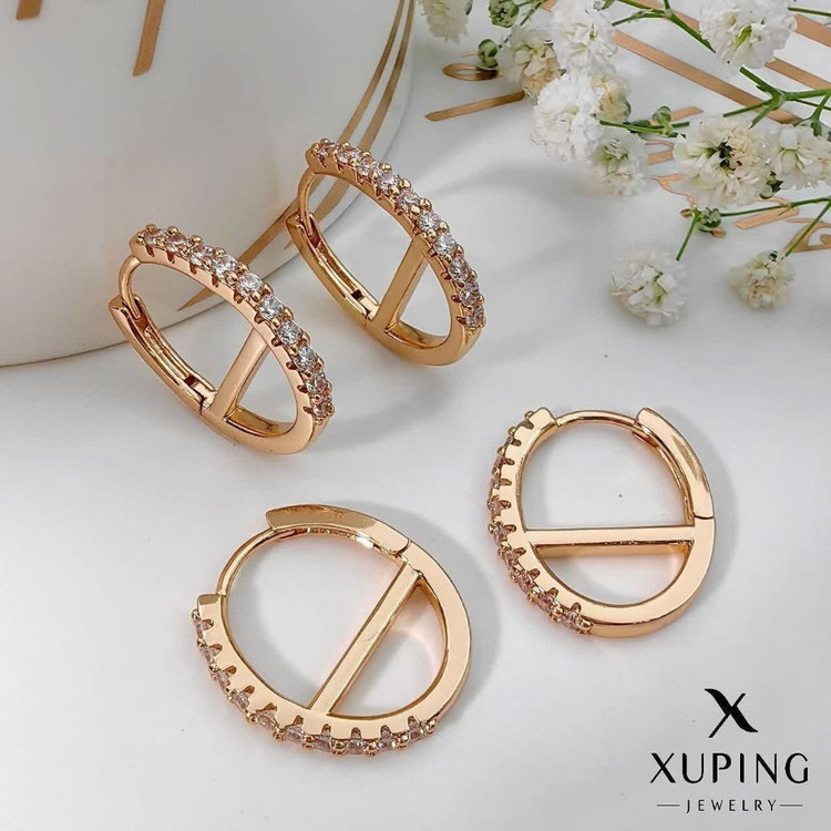 گوشواره ژوپینگ دایره ای نگین دار