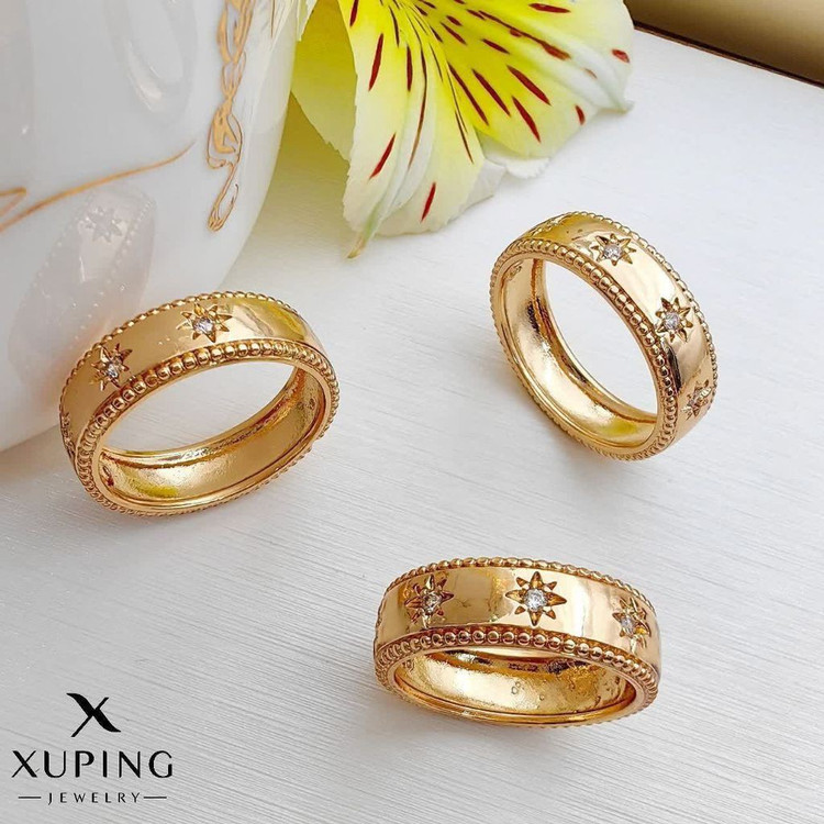 حلقه نگین دار ژوپینگ آبکاری طلا رنگ ثابت کد 2479