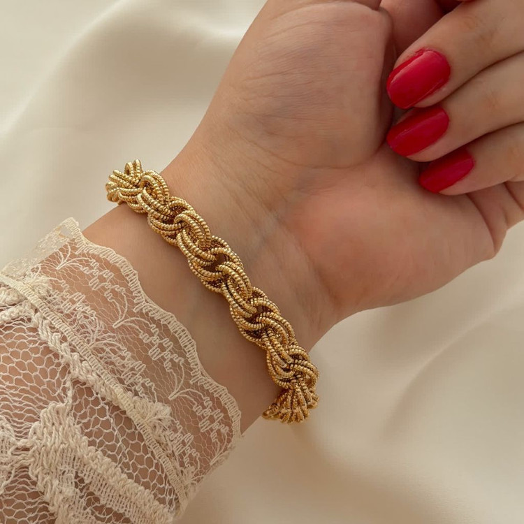 دستبند زنانه کپ طلا رنگ ثابت ژوپینگ