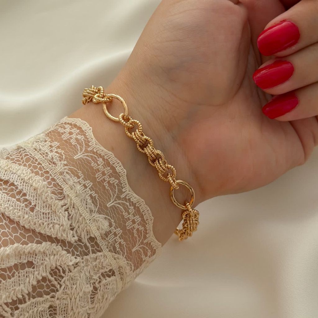 دستبند حلقه ای نمادار آبکاری طلا ژوپینگ 2232