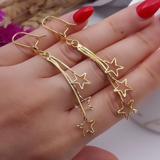 گوشواره طرح ستاره رنگ ثابت سیتی گلد