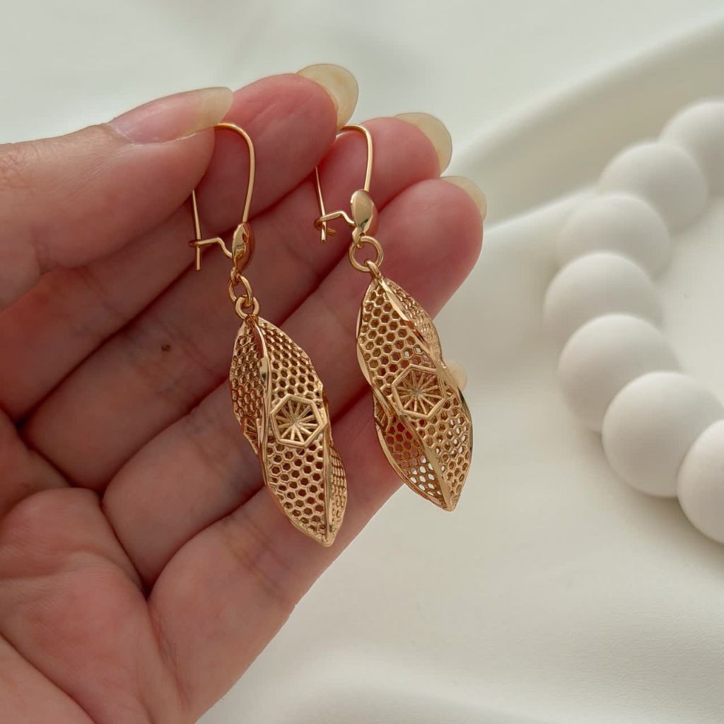 گوشواره آویز آبکاری طلا ژوپینگ