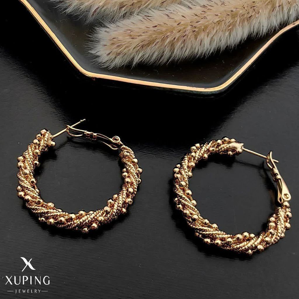 گوشواره حلقه ای آبکاری طلا ژوپینگ 2251