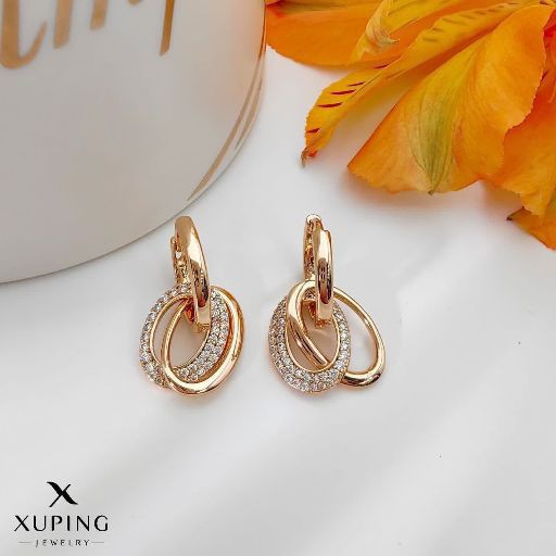 گوشواره رنگ ثابت ژوپینگ آبکاری طلا 1140