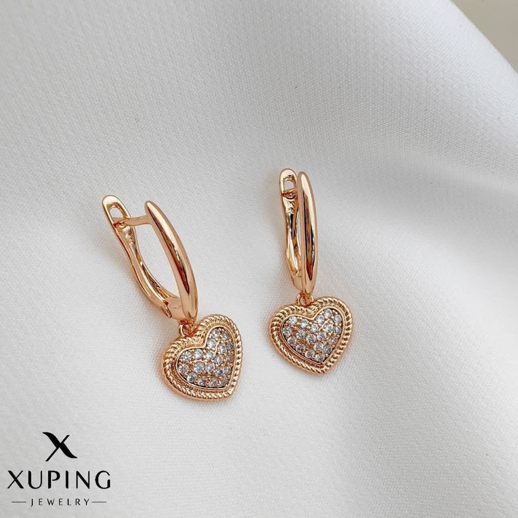 گوشواره قلبی نگین دار ضد حساسیت ژوپینگ 2086