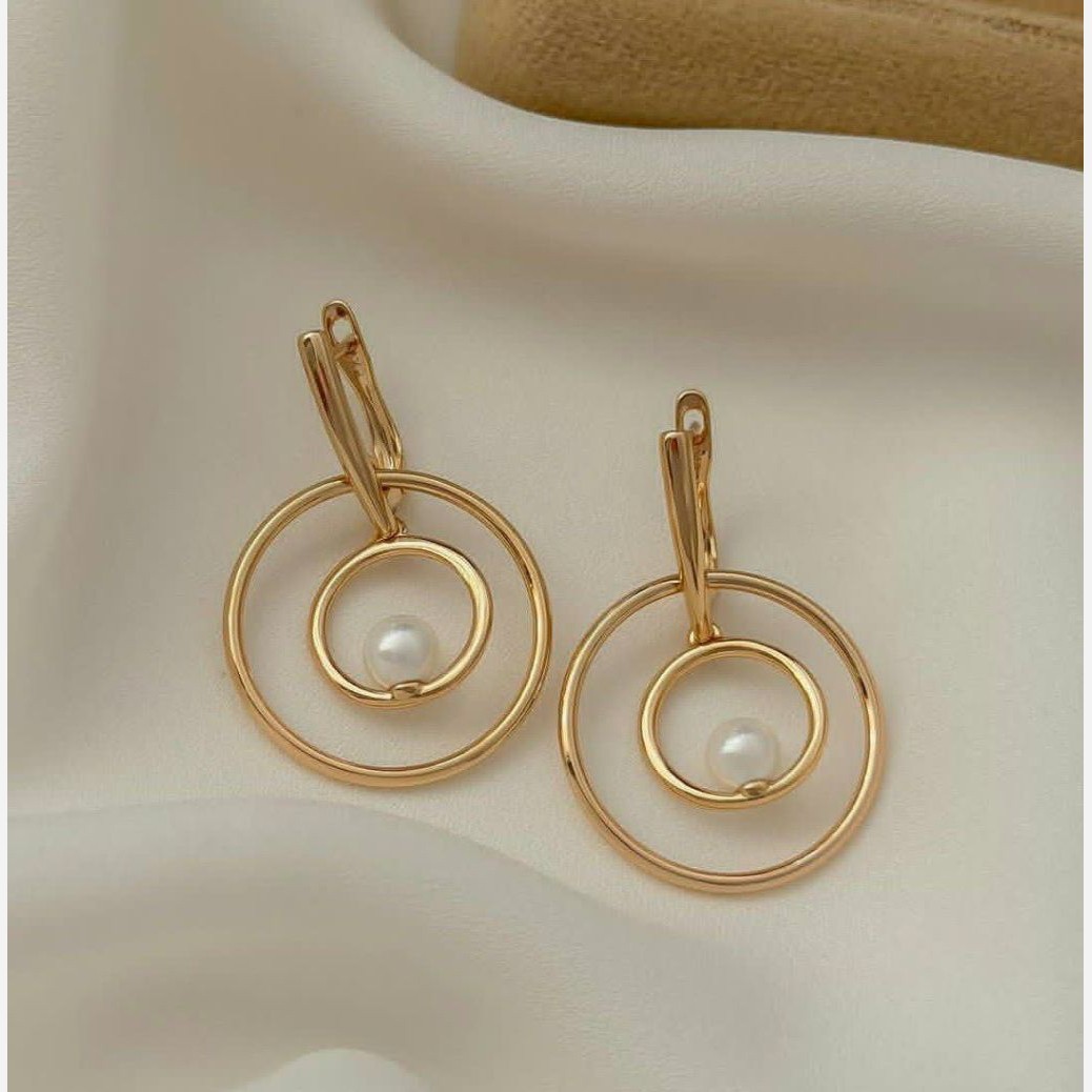 گوشواره دایره ای مروارید دار ژوپینگ