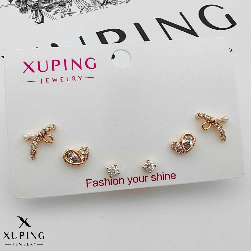پک گوشواره سه جفتی آبکاری طلا ژوپینگ 2201
