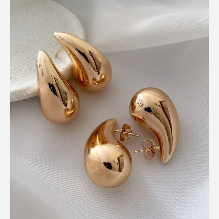 گوشواره رنگ ثابت طرح طلا آیینه ای مدل اشکی ژوپینگ1689