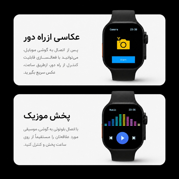 ساعت هوشمند 49 میلی متری زد تی مدل max20 با بند سیلیکونی