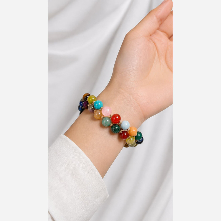 دستبند 33 سنگ دو رج اصل معدنی طبیعی
