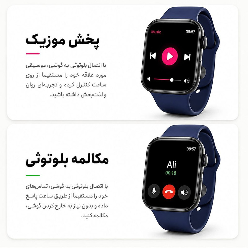 ساعت هوشمند 46 میلی متری دبلیو اِس 80 مدل 1+7 Seven Plus In One با بند سیلیکونی