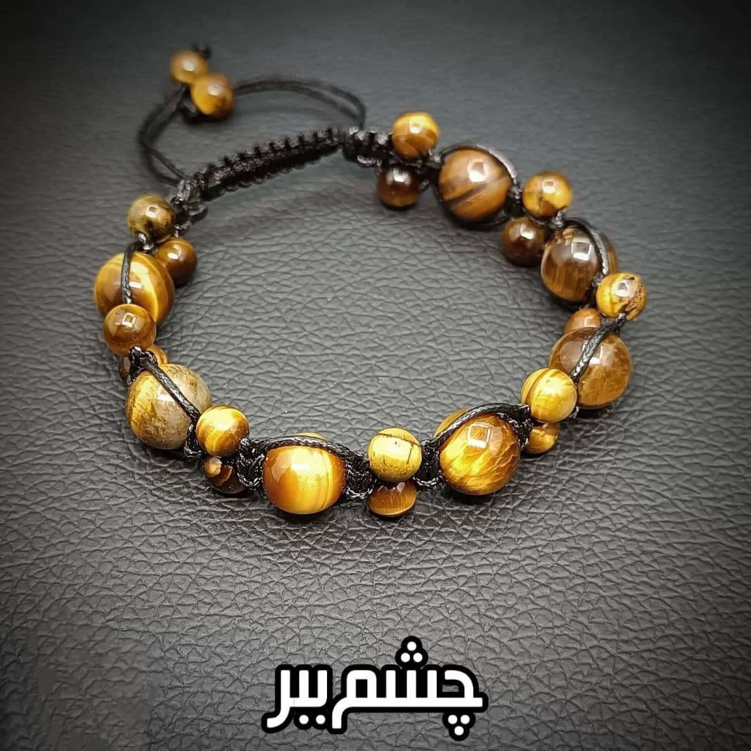 دستبند اسپورت سنگ چشم ببر اصل سنگ پرخواص