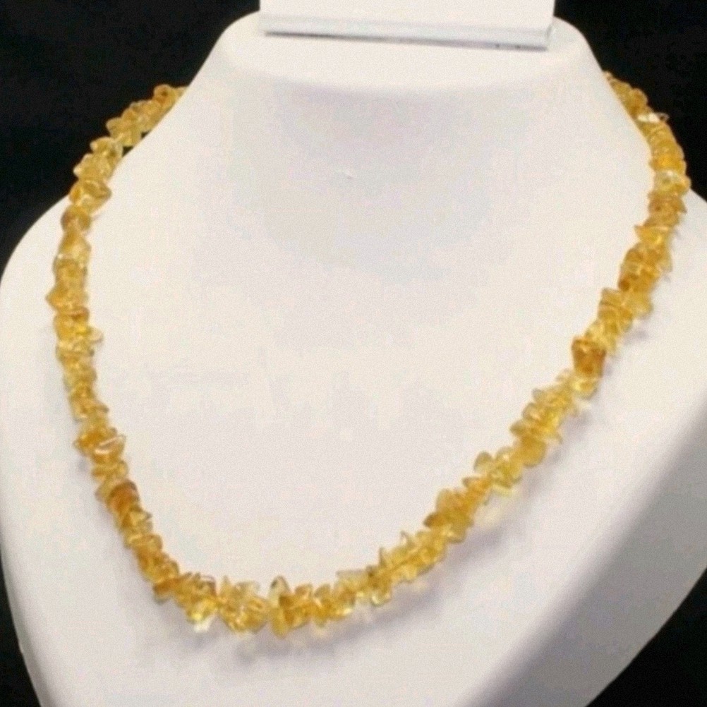 گردنبند سنگ سیترین معدنی دفرمه مدرن