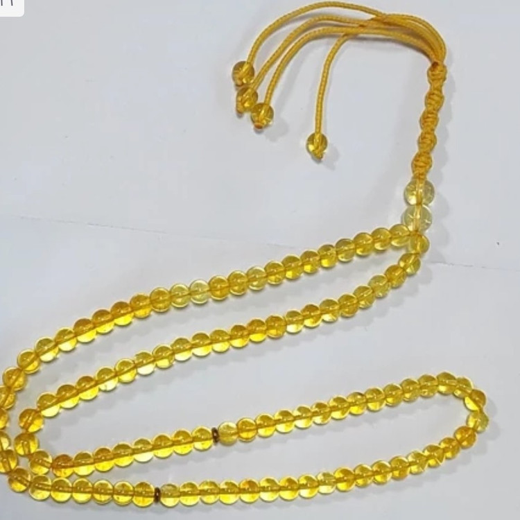تسبیح سیترین طلایی 101 عددی سایز 6 تسبیح تجار