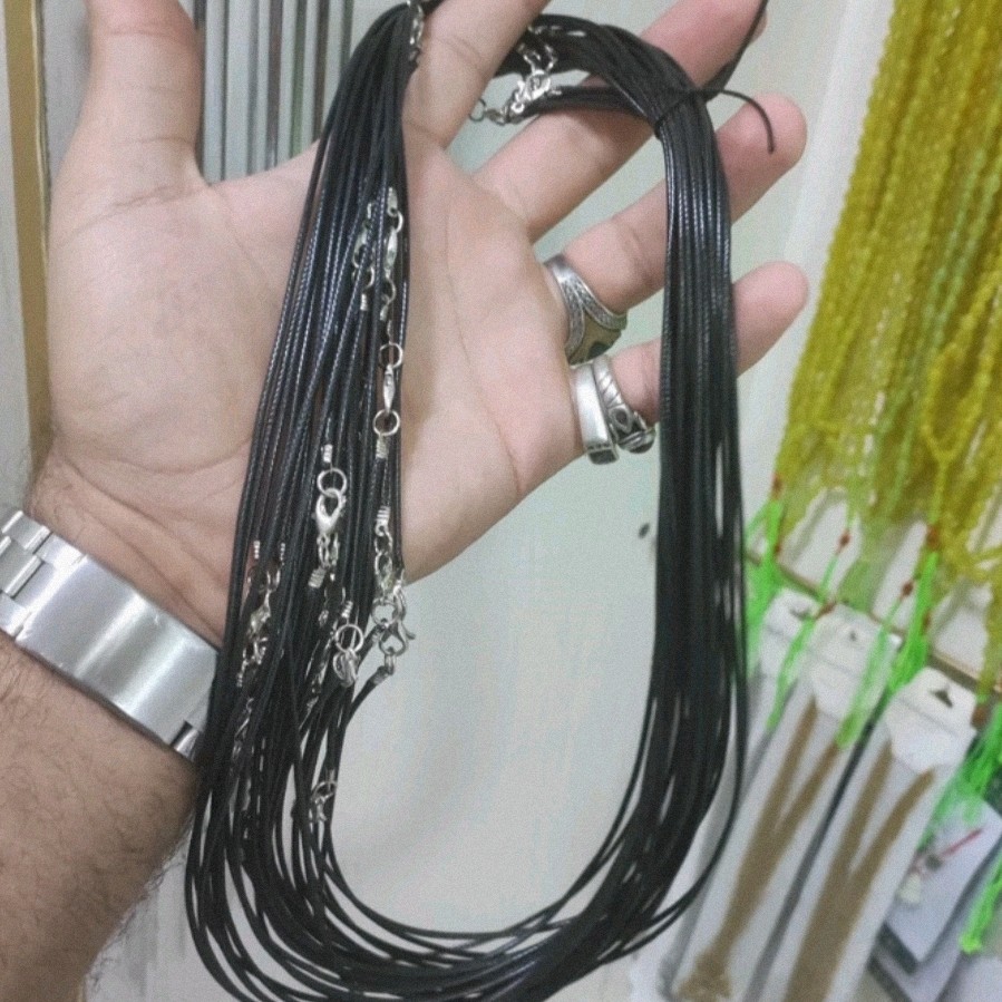 پک صد عددی گردنبند چرمی مشکی 55 سانتی