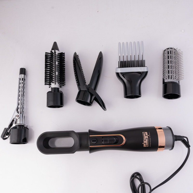 سشوار برسدار حالتدهنده 800 وات مدل 50172، موتور DC، وزن 300 گرم، دارای سری متمرکزکننده پهن، سری شانهدار، سری برسدار گرد باریک، سری برسدار گرد پهن، سری برسدار تخت، سری دندانهدار با ویژگی فرکنندگی، صافکنندگی، حجمدهندگی، با قابلیت باد سرد
