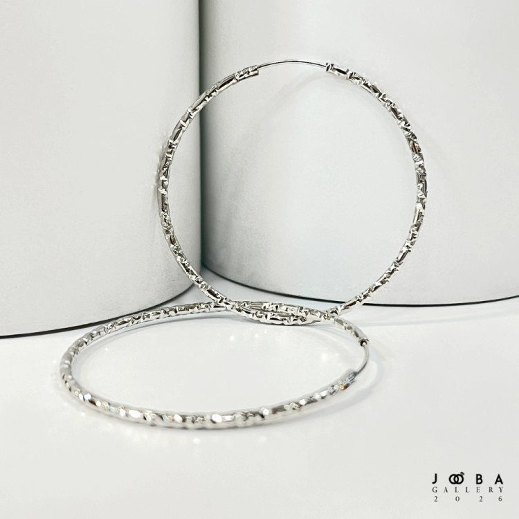 گوشواره حلقه ای 50 میل نقره ای ژوپینگ کد 317090274