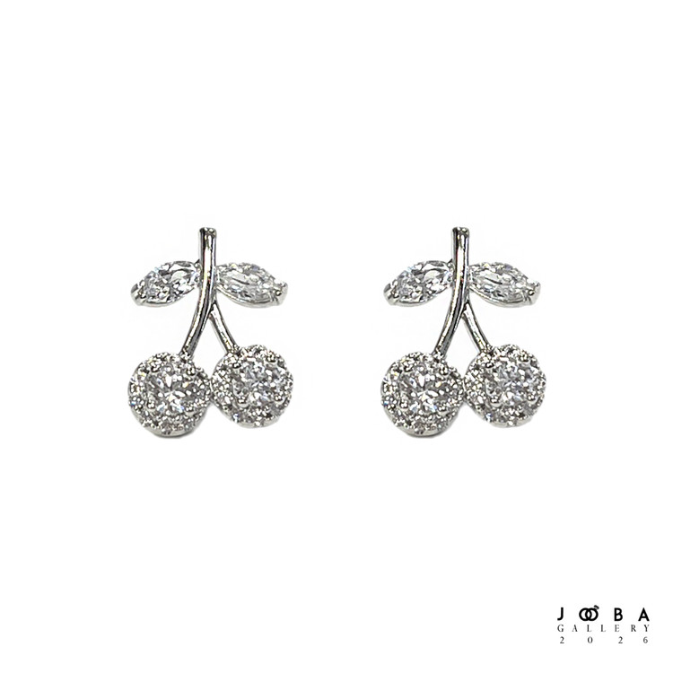 گوشواره گیلاس نقره ای ژوپینگ کد 318080243