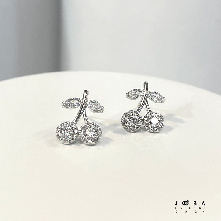 گوشواره گیلاس نقره ای ژوپینگ کد 318080243