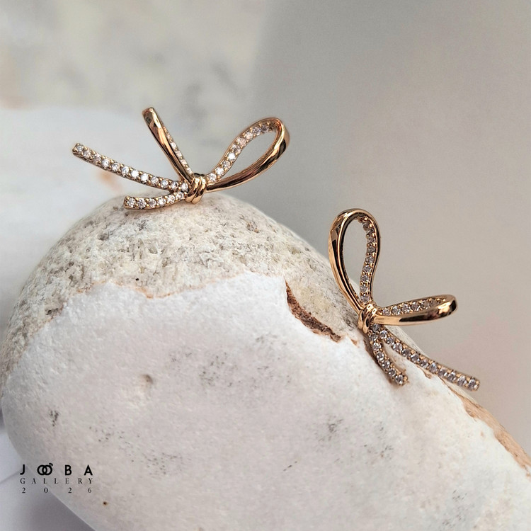 گوشواره پاپیون طلایی ژوپینگ کد 318090274