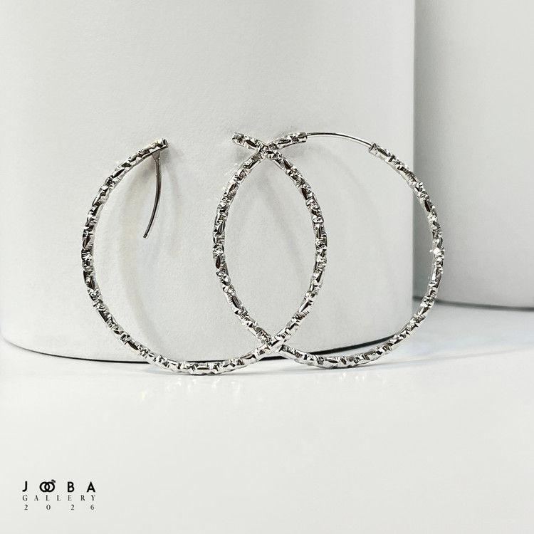 گوشواره حلقه ای نقره ای تراشه ژوپینگ کد 317080243